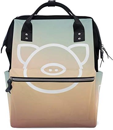 MONTOJ Cute Pig Quick Skeching Pattern Canvas Zaino Viaggio Campus Zaino