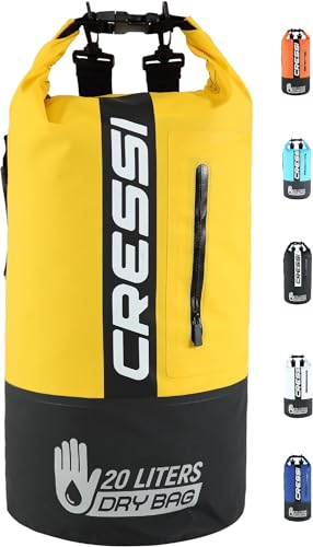 Cressi Dry Bag Premium, Sacca/Zaino Impermeabile per attività Sportive Unisex Adulto, Nero/Giallo/Bicolore, 20 L