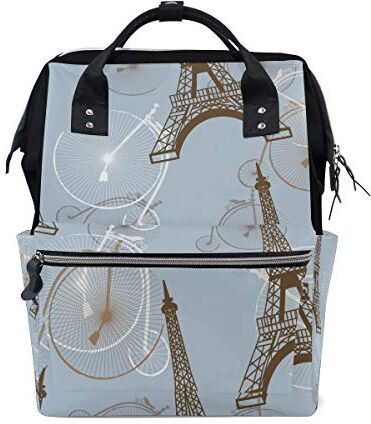 FANTAZIO Borsa Mummia Zaino Torre Eiffel E Biciclette Modello Borsa Scuola