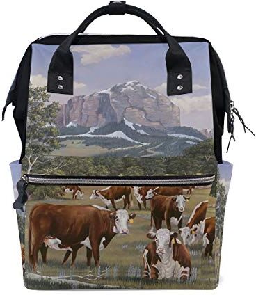 FANTAZIO Mummia Bag Zaino Herefords In Mountain School Bag