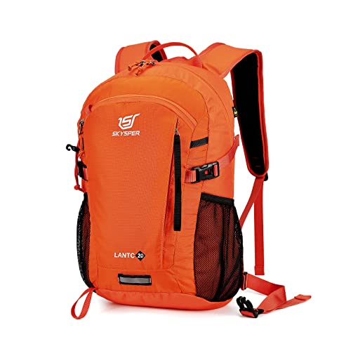 SKYSPER Zaino da Hiking 20L, Zaino Sportivo Impermeabile Zaino Montagna per Viaggio Escursionismo Trekking Uomo e Donna, Arancione Senza copripioggia