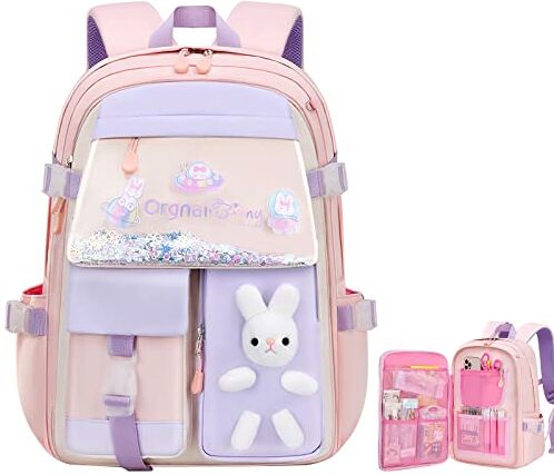 Aytop Ultraleggero Zainetti per Bambini Cartelle per la Scuola, Zaino Scuola Ragazze Zainetto Casual Leggero Elementare Zaino Borsa Viaggio Grande Capacità Impermeabile per Viaggi Scolastici(Rosa)