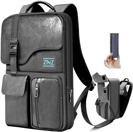 ZINZ Zaino Per PC Portatile Sottile ed Espandibile 15,6 Pollici Zaino da Viaggio Antifurto Impermeabile Zaino Laptop con Porta USB per Spostamenti Quotidiani, Scuola, Lavoro -Grigio