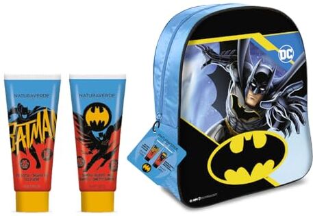 Naturaverde Kids Batman Git Set 2023 "3D Backpack", Cofanetto Regalo con Shampoo Delicato 100ml, Gel Doccia 100ml e Zainetto, Made in Italy