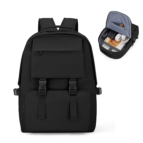 HYC00 Zaini Casual Zainetto Ragazze Zaini Donna Zaino Scuola Superiore Zaini Scuola Elementare Zaino Casual Zaino Scuola Media Zaino porta PC 14 Pollici Zainetto Università Gita Zaino，Nero