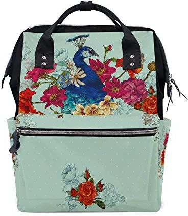 FANTAZIO Mummia Bag Zaino Scuola Modello Pavone