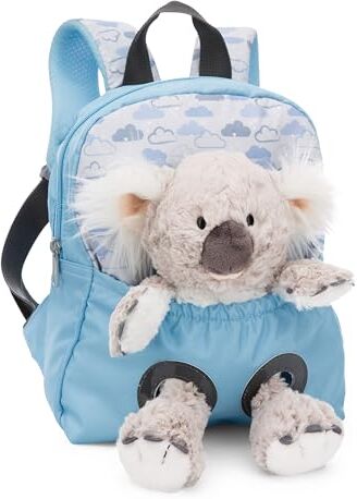 NICI Zaino 21x26cm celeste con peluche di koala 25cm Zainetto per la scuola materna con peluchetto rimovibile, morbido e soffice, per bambini di 2-5 anni, maschi e femmine