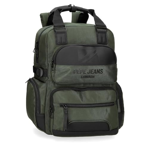 Pepe Jeans Bromley Zaino per laptop Verde 28 x 40 x 16 cm Poliestere 17,92 L, Verde, Taglia unica, Zaino per computer portatile