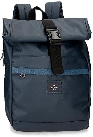 Pepe Jeans Court Zaino per Portatile Regolabile in Cotone e Poliestere , Uomo, Blu, 14.4 L