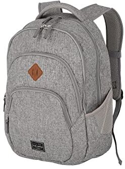 travelite zaino bagaglio a mano da viaggio con scomparto per laptop 15.6 pollici, serie di valigie BASICS Daypack Mélange: zaino alla moda in look mélange, 45 cm, 22 litri, Grigio (Chiaro)