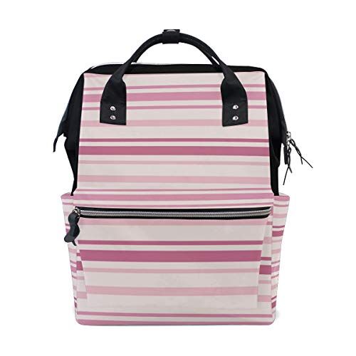 FAJRO Pink Series Stripe PatternTravel zaino tela Borsa da scuola pack