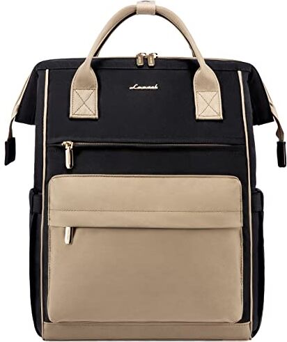 LOVEVOOK Zaino Porta PC Donna, 15,6 Pollici Impermeabile Computer Backpack Antifurto con Porta USB e Scomparto per Laptop per Scuola Università Viaggi Lavoro Aereo Ufficio, Kaki Nero