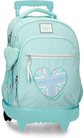 Pepe Jeans Nerea Zaino Compatto 2 Ruote Blu 32x43x21 cm Poliestere 28,9L