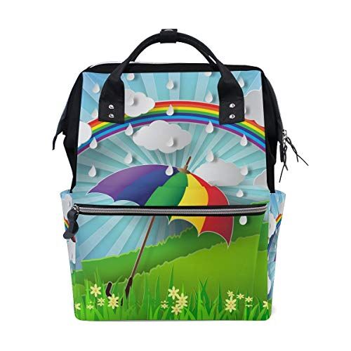 FANTAZIO Zaino per la scuola con ombrello arcobaleno