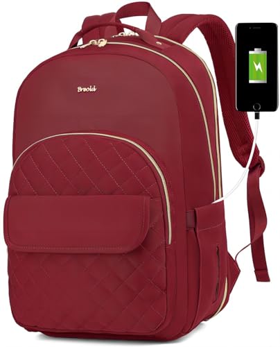 Breold Zaino Scuola Ragazza Zaino Donna per Laptop 17,3 Pollici,Zaino Scuola Superiore Zaino Porta PC Zaino Città Zaino da Viaggio con USB