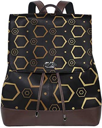 FANTAZIO Zaini Oro Hexagon School bag in pelle Daypack