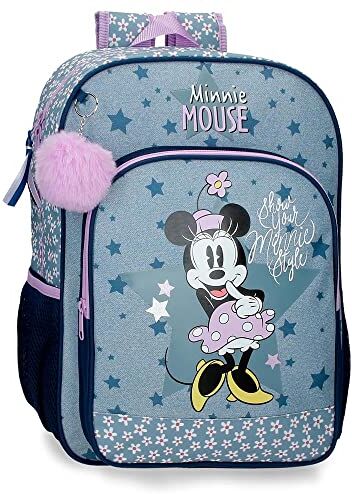 Disney Zaino Scuola  Minnie Style Adattabile a Trolley Blu 30x40x13 cm Poliestere 15.6L