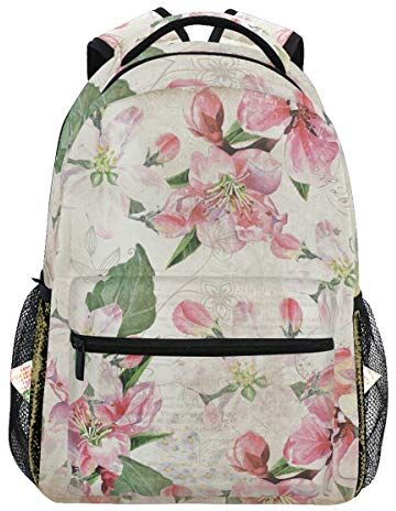 Oarencol Vintage Peach Blossom Pink Floral Flower Backpack Bookbag Daypack Travel School College Bag per donne uomini ragazze ragazzi