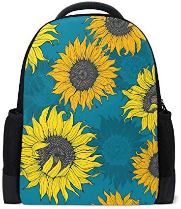 Wamika Giallo Girasoli Viaggio Laptop Zaino Scuola Libro Borsa Floreale Verde Foglie Causale Zaino All'Aperto Business Escursionismo Zaini Campeggio Borse A Spalla Per Donne Uomini