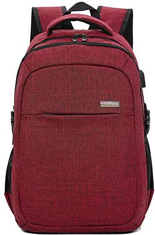 HYKJ Zaino di porta USB di ricarica, Business zaino da viaggio, porta di ricarica uomo donna ragazzi ragazze, antifurto impermeabile College School Bookbag computer zaino adatto 39,6 cm portatile red