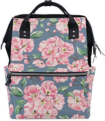 FANTAZIO Borsa Mummia Zaino Modello Fiori Tropicali Borsa Scuola