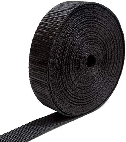 IPEA Cinghia Rigida in Nylon per Zaino e Borse – 10 Metri di Lunghezza – Corda Cinturino Multiuso per Cucito, Sport, Bagagli, Fai da Te – Misure 20/25 / 30/40 mm – Nero – 2,5 CM