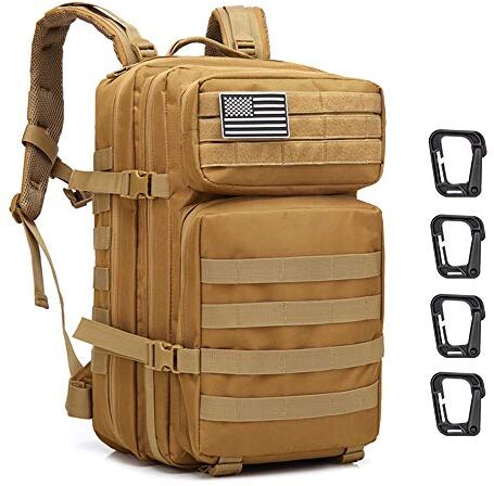 ZEHNHASE Zaino Tattico Militare 45L Tattico Molle Professionale Trekking Zaino Tasche Multiple in Nylon 600D ad Alta Capacità per Campeggio, Zaino di Assalto, Escursionismo, Patrol Camping Cachi