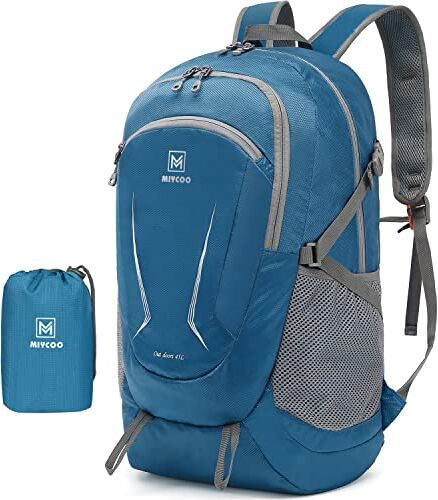 MIYCOO Zaini Ultraleggeri Pieghevoli Zainetto Richiudibile Resistenti All'acqua Zaino da Trekking per Uomini Donne,Campeggio, Arrampicata Viaggi Escursioni Ciclismo Blu