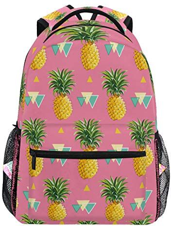 Oarencol Geometrico Ananas Tripocal colorato estate frutta rosa zaini Bookbags Daypack Travel School College borsa per donne ragazze ragazzi