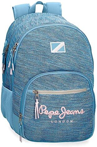 Pepe Jeans Lena Zaino Scuola Doppio Scomparto Blu 32x44x22 cm Poliestere