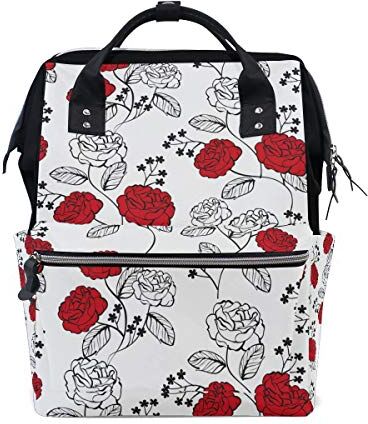 FANTAZIO Mummia Bag Zaino Rose Stampa Borsa Scuola