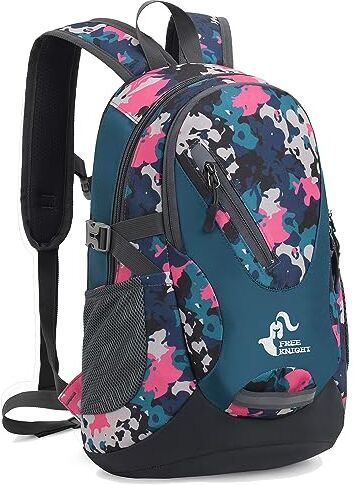 Bseash Piccolo zaino da trekking da 20 l, leggero, impermeabile, per bambini, ragazzi, campeggio, ciclismo, equitazione, Colore: rosa mimetico.