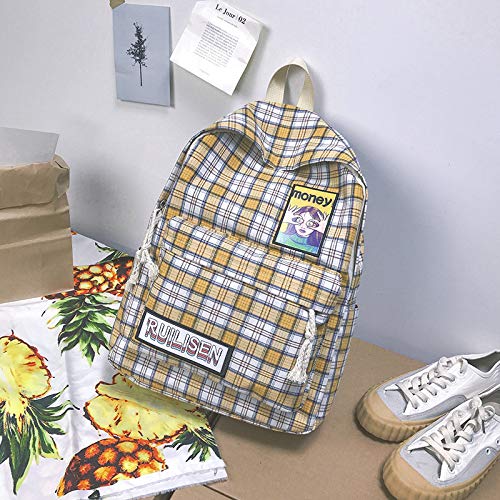 YUIOP Zaino Plaid Canvas Zaino Student Student Schoolbag Girl Travel Backpack