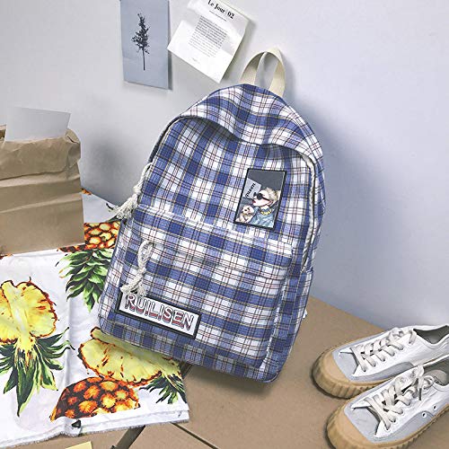 YUIOP Zaino Plaid Canvas Zaino Student Student Schoolbag Girl Travel Backpack