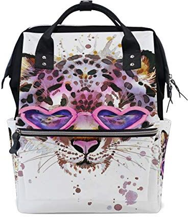 FANTAZIO Mummia Bag Zaino Acquerello King Leopard Pattern Borsa Scuola