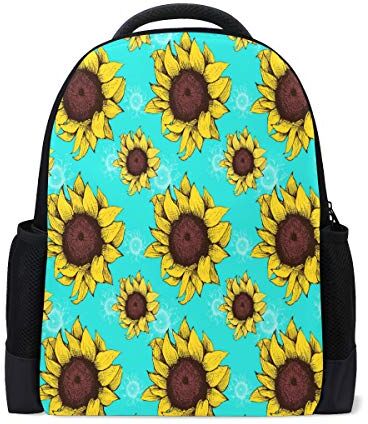 Boccsty Handdrawn Girasoli Viaggio Laptop Zaino Scuola Libro Borsa Giallo Floreale Rosa Causale Daypack Outdoor Business Escursionismo Zaini Campeggio Borse A Spalla Per Studenti Donne Uomini