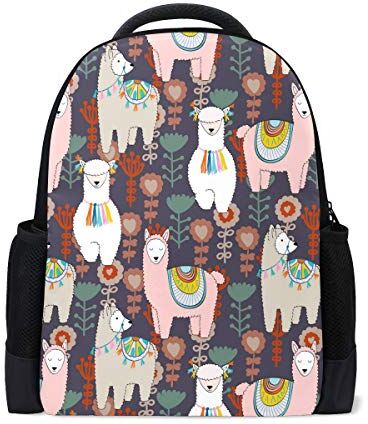 Wamika Tribal Llamas Viaggio Zaino Portatile Scuola Libro Borsa Animale Alpaca Rosa Fiore Causale Daypack Outdoor Business Escursionismo Zaini Campeggio Borse A Spalla Per Studenti Donne Uomini