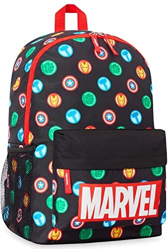 Marvel Zaino Bambino Zainetti per bambini Scuola Elementare Tempo Libero Avengers Spiderman (Nero AOP)