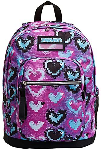 Seven Zaino Scuola New Fit, Rosa, Glossy Girl, Zaino Doppio Scomparto, con Tasca Porta Borraccia, Maxi Capienza, Scuola, Bambine e Ragazze