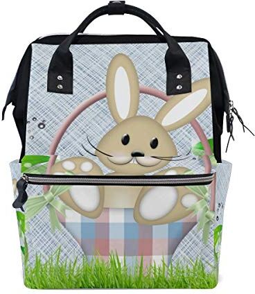 FANTAZIO Mummia Bag Zaino Happy Easter Conigits Pattern Scuola Bag