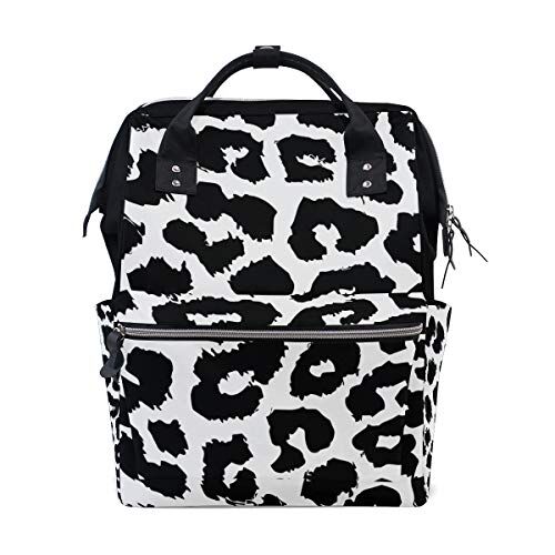 FANTAZIO Zaini Bianco e Nero Leopard Scuola Borsa di tela Daypack