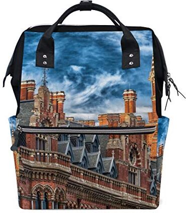 MONTOJ London Red Church Pattern Canvas Borsa da viaggio Campus Zaino