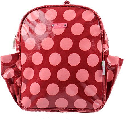 Minene – Retro Zaino Bambini pranzo scuola borsa zaino (Rosso con pois rosa)