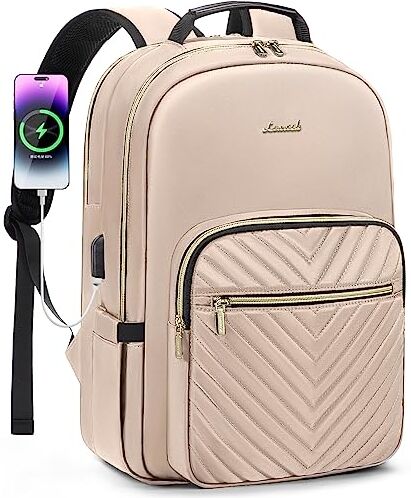 LOVEVOOK Zaino Donna Porta PC 15,6 Pollici, Impermeabile Zaino per Laptop con Caricatore USB, Zaino Computer per Università Viaggi Lavoro Scuola Ufficio