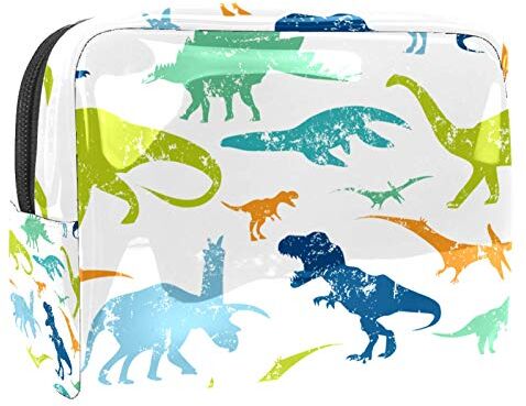 FunHOMEs Piccola borsa da trucco da viaggio per regali per donne e ragazze, impermeabile, portatile, organizer per riporre tutti i giorni, dinosauro colorato Jurassic Grunge