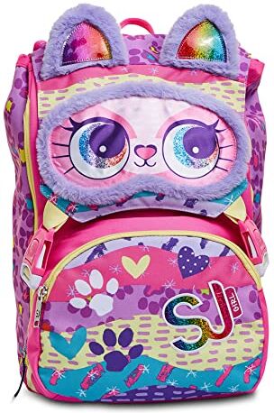 SJ GANG Zaino Scuola Estensibile, Fucsia Viola, Animali Fantasy Da SJ, Zaino Doppio Scomparto Super Capiente, Zaino Elementari, Bambina