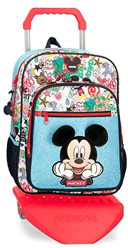 Disney Zaino Scuola  Mickey Be Cool con Trolley Blu 30x38x12 cm Poliestere 13.68L