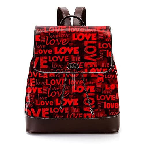 Generic Borse di scuola personalizzate Bookbags per Teen San Valentino Amore Doodle Pattern Rosso, Multicolore, 27x12.3x32cm, Zaini Zaino