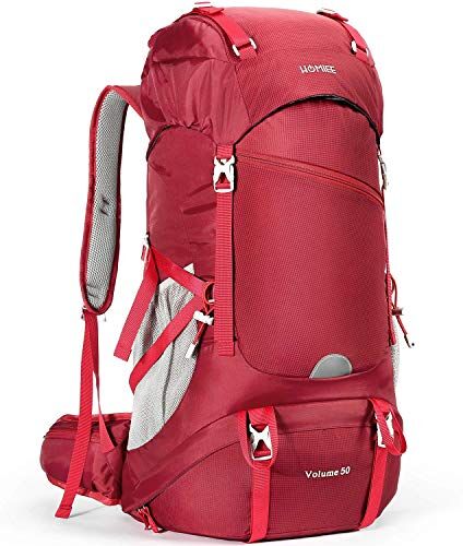 HOMIEE Zaino da Trekking 50L, Zaini da Escursionismo, Zainetto Leggero Zaino Viaggi di Campeggio Montagna con parapioggia, Zaino per Alpinismo Impermeabile, Daypack da Arrampicata