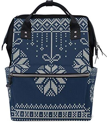 MONTOJ Classic Snowflake Knitting Pattern Canvas Borsa da viaggio Campus Zaino